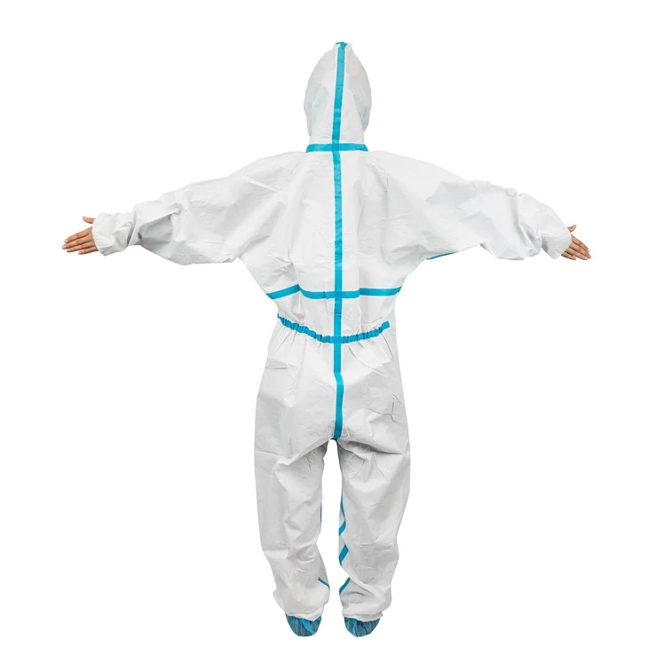 Protective coverall with blue tapes 2
